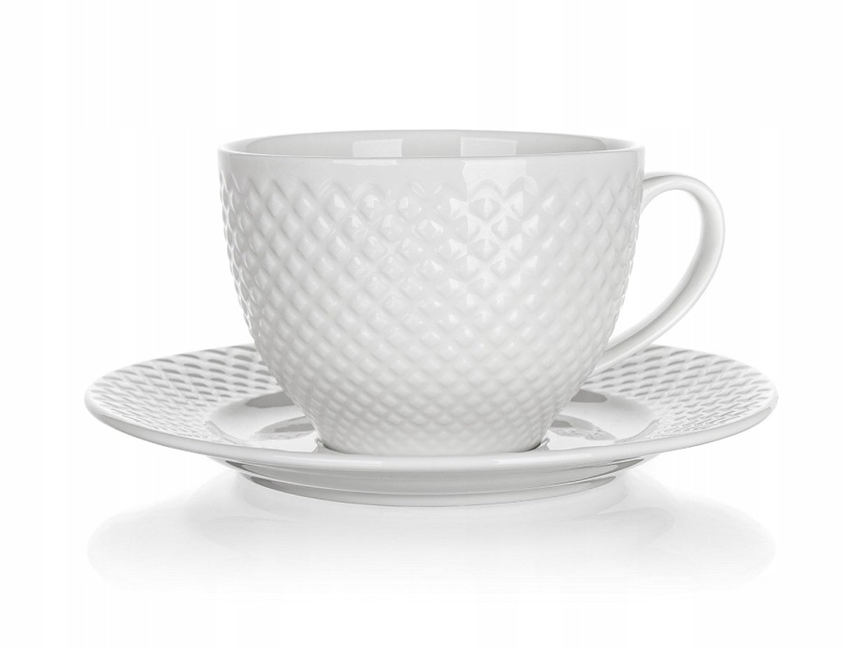 Banket Diamant Kopje met Schotel 220ml Wit Keramiek