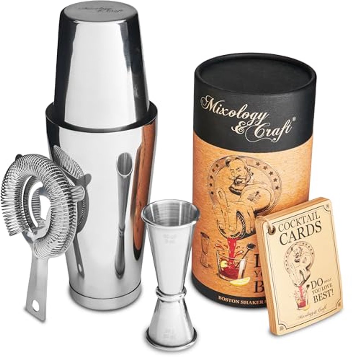 Professionele Cocktail Shaker Set met Jigger en Zeef voor Perfecte Martini's