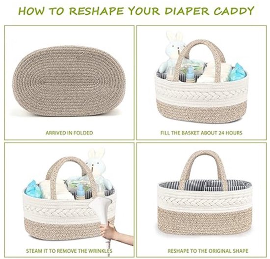 Kraammand - Baby Mand - Met drie vakken - Babyshower - Kraamcadeau meisje of jongen - Mooi, praktisch en overzichtelijk