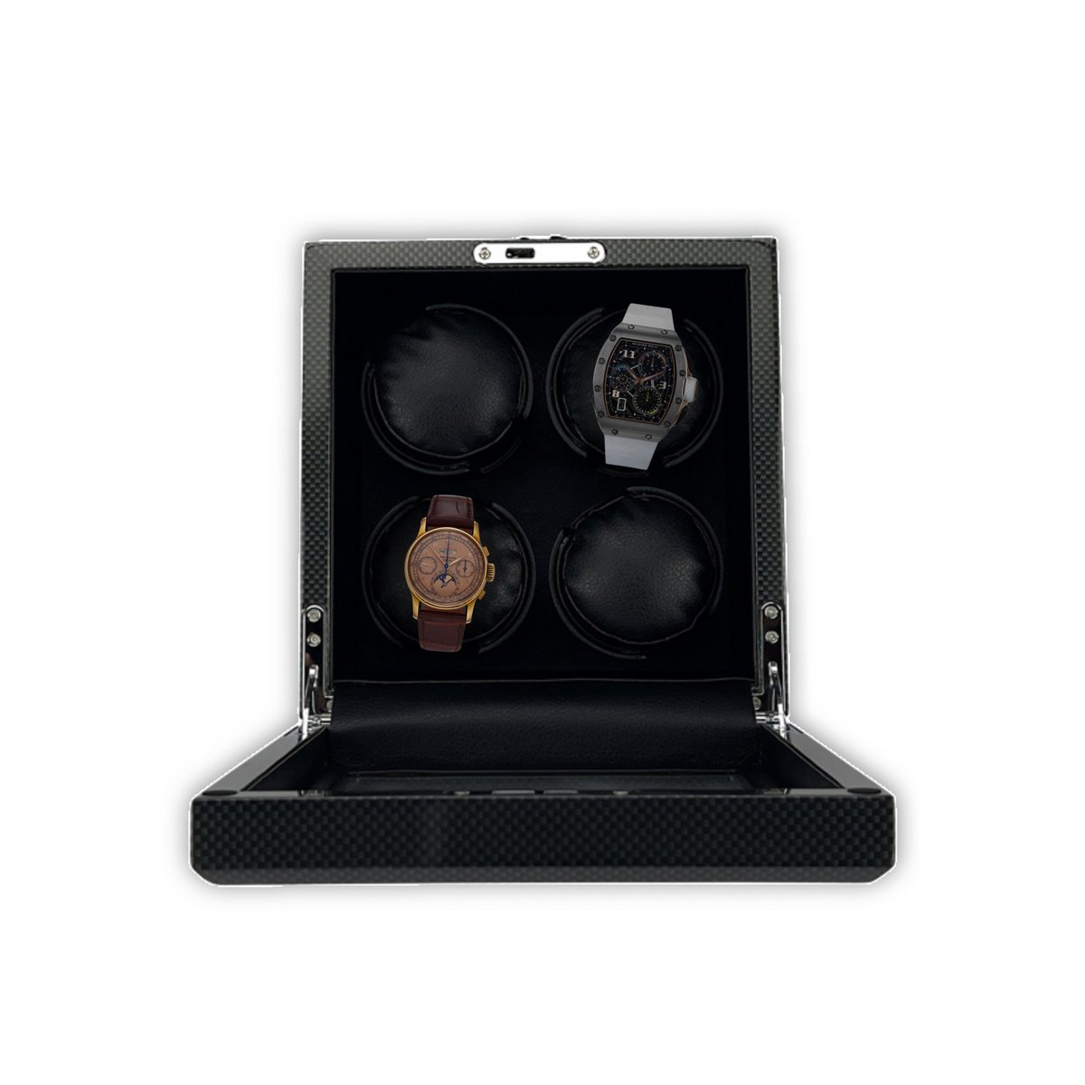 Leader Luxe Watchwinder voor 4 horloges - Horloge opwinder - horloge box - Carbon