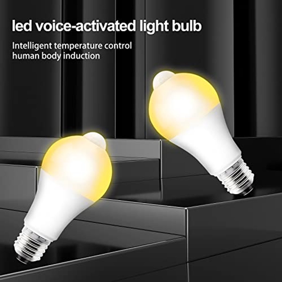 4 stuks LED-lampen E27 met bewegingsmelder en lichtsensor - 12W warmwit voor hal, garage en balkon