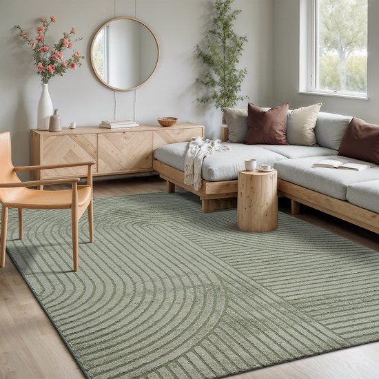 Mia's Teppiche Atlas – modern vloerkleed met 3D structuur & hoog-laag effect, zacht en stijlvol, groen, 160 x 230 cm