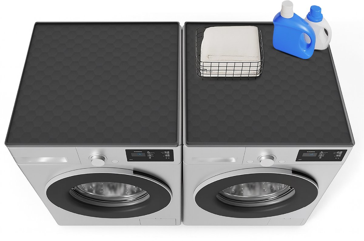 KOJY Anti-slip Wasmachine Dempers Topmat – Wasmachine Verhoger - Trillingsdempend & Kraswerend – Zwart – Voor Wasmachine en Droger