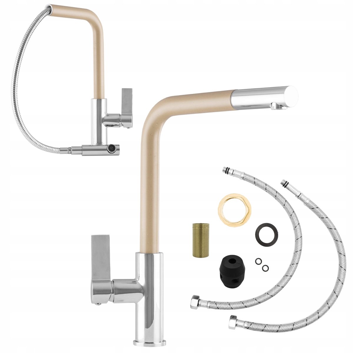 Keukenmengkraan met Uittrekbare Uitloop - Beige