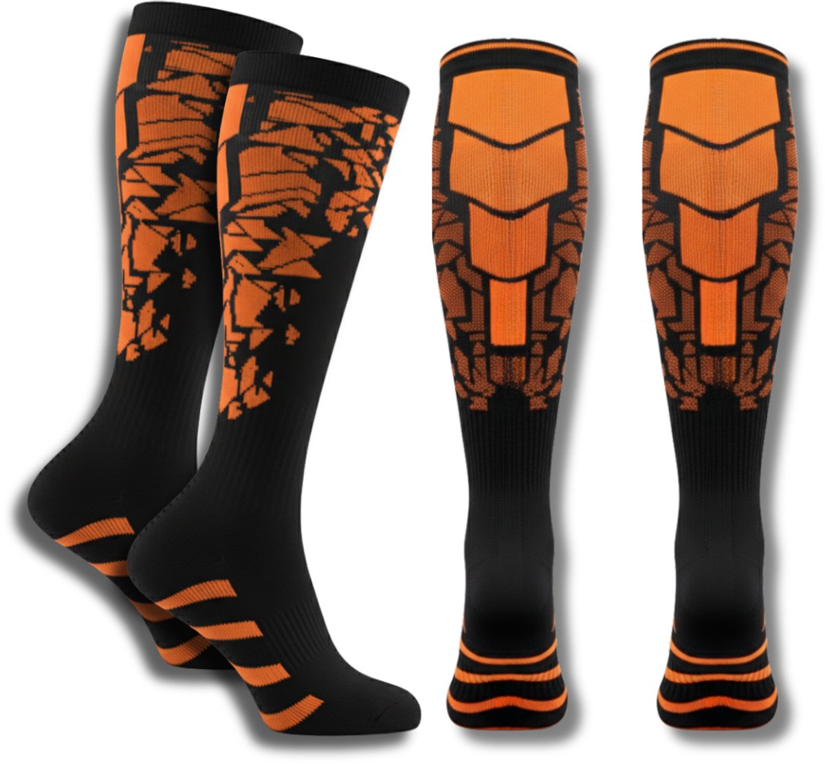 LUCCIO Performance 2 paar Compressiekousen - Sportsokken - Steunkousen - Hardloopsokken - 20-30 mmHg - Wandelsokken - Hardlopen, Reizen, Sport & Herstel - Oranje - Maat 38-42 - Unisex