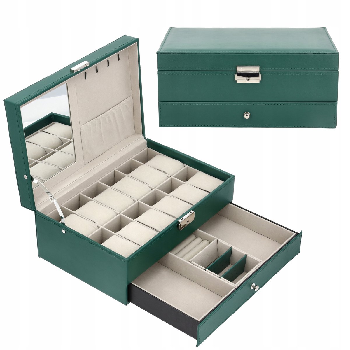 Luxe Horloge Sieraden Organizer Koffer - 12 Vakken