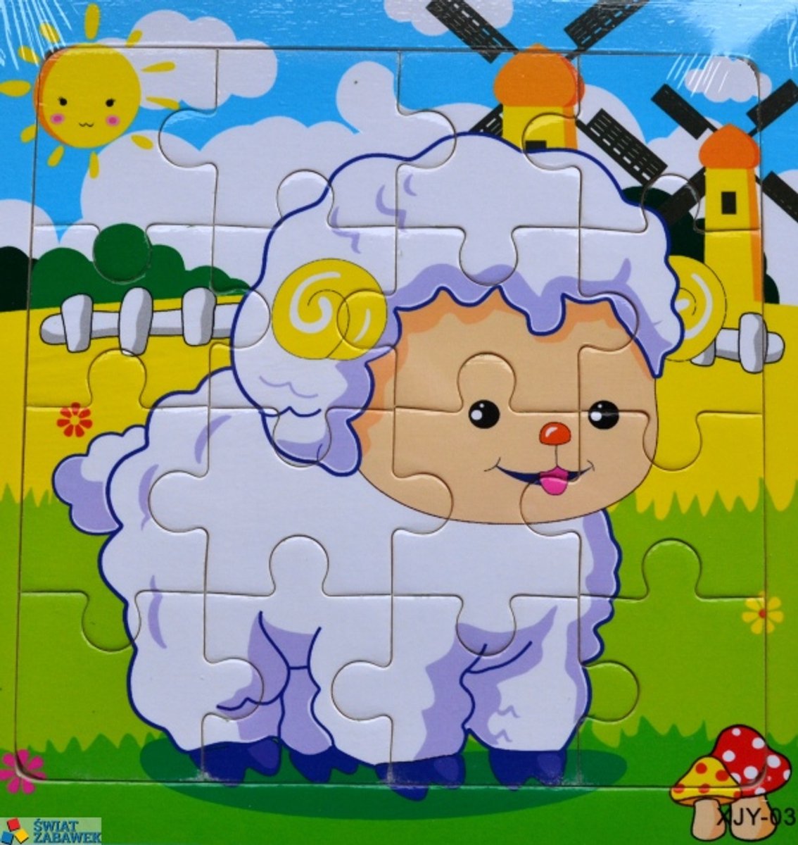 Houten Puzzel Schaap - 16 Stukjes - Educatief Speelgoed voor Peuters