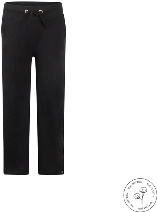 Zwarte wijde joggingbroek van biologisch katoen voor meisjes, met trekkoord en zijzakken.