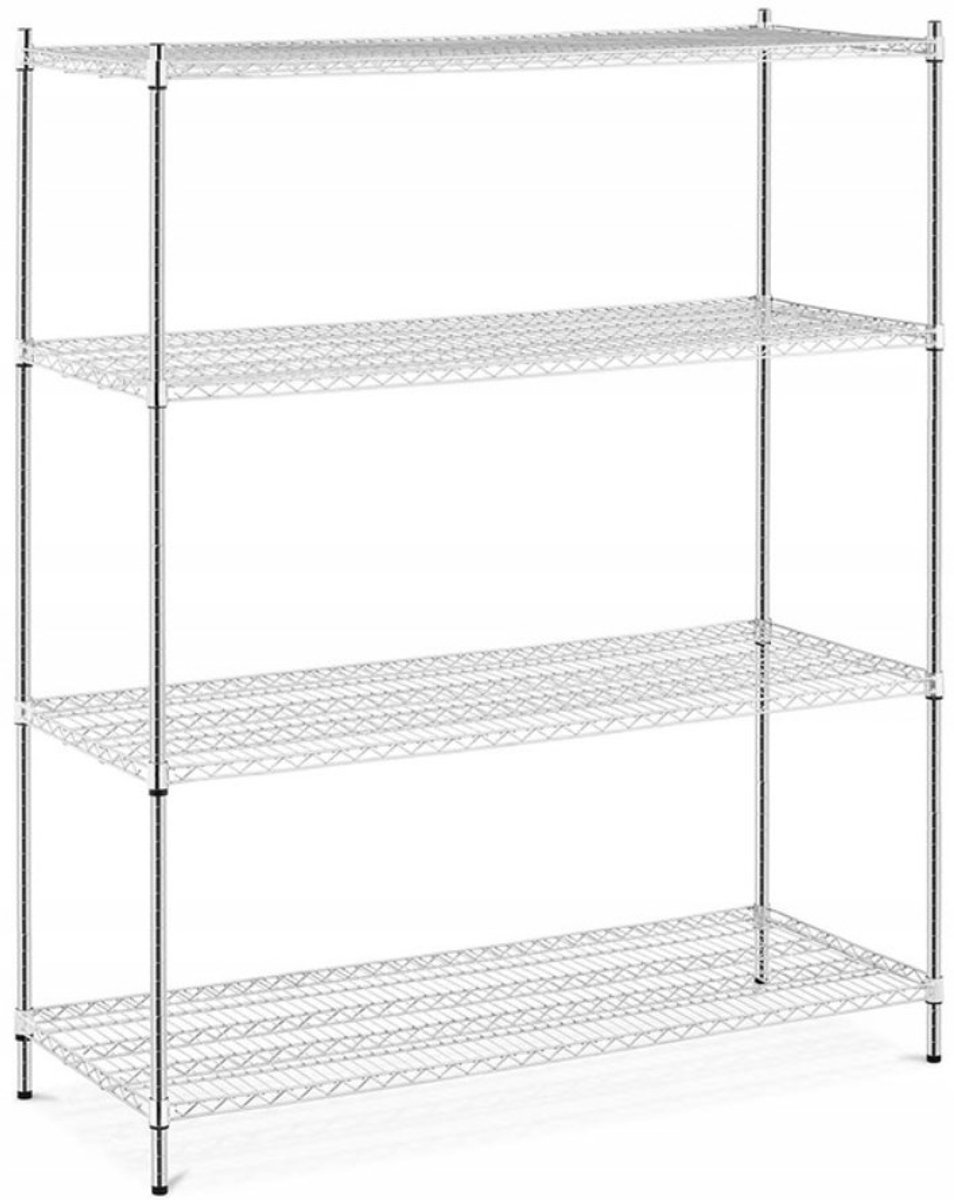 Verchroomd magazijnrek 4 niveaus 150x60x180 cm