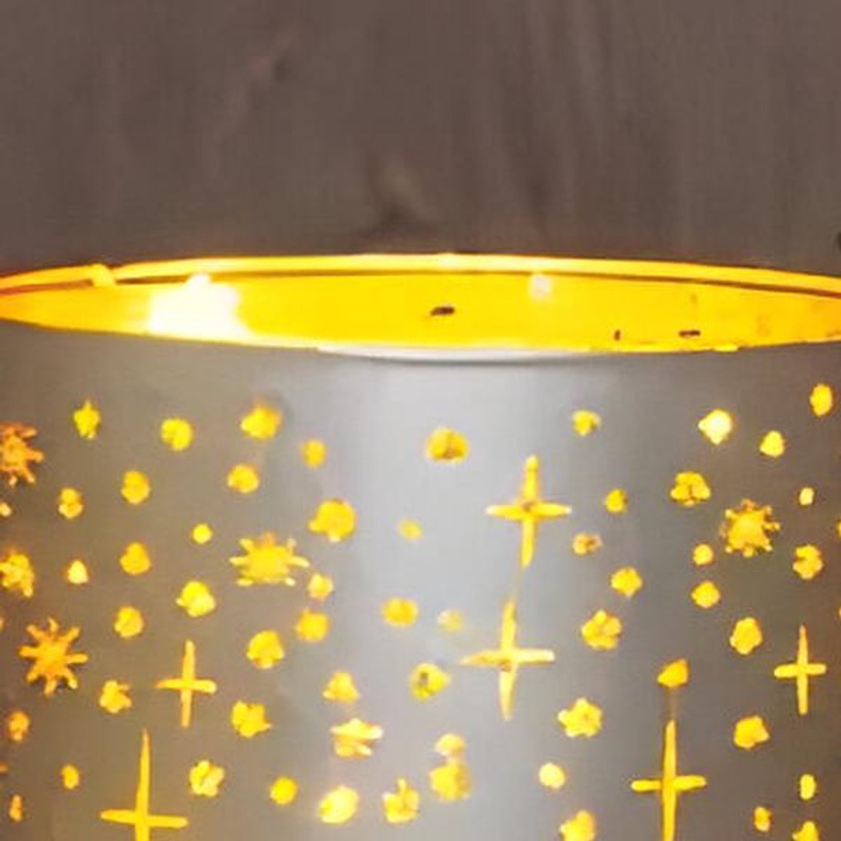 Annas collection - Cylinder glas met sterren 10led warm wit d9hx12...