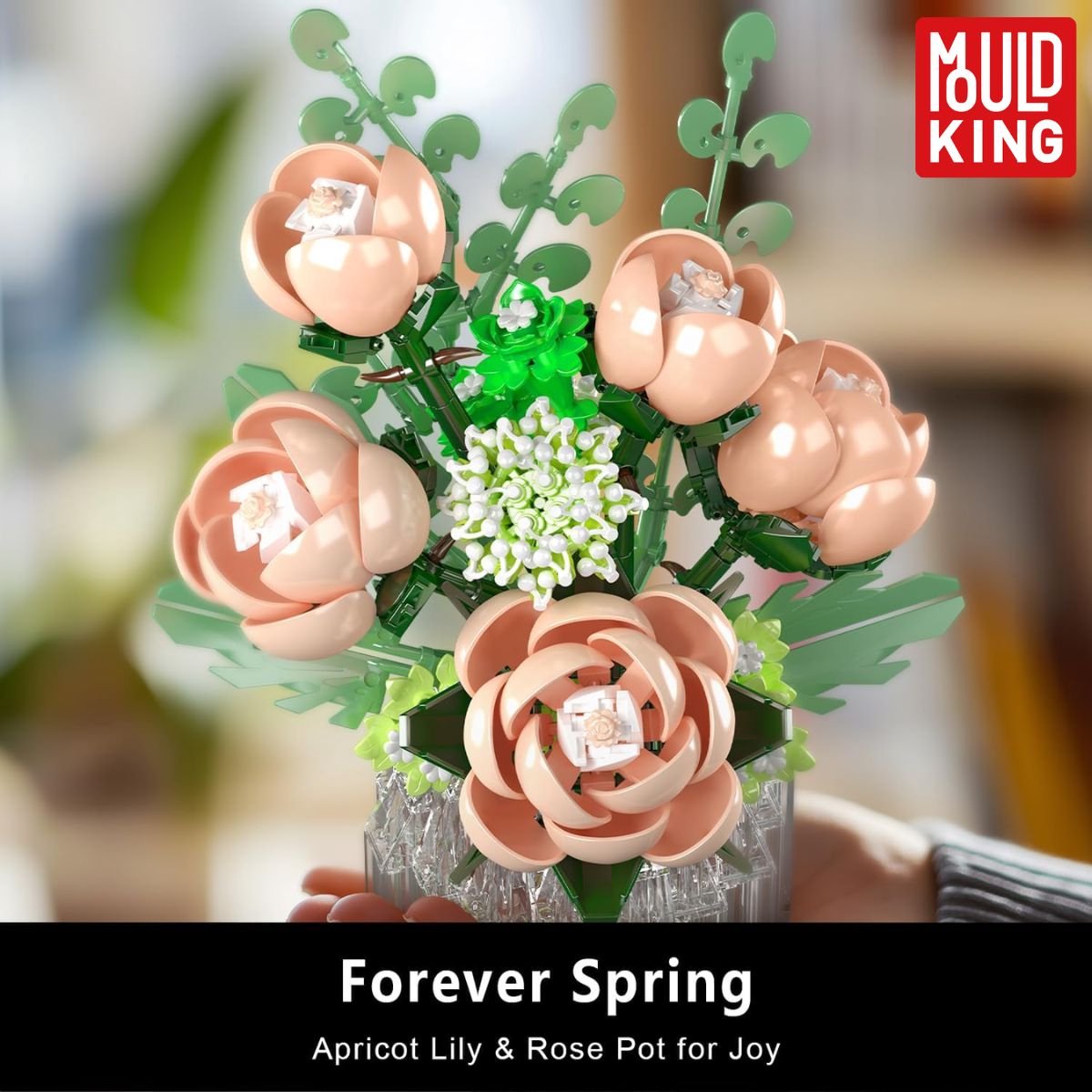 Mould King 24109 Roze Rozen bouwset | Botanical Flowers Collection | Classic Creator STEM speelgoed bloemen bouwpakket | Bloemenpracht kunstbloemen modelbouw voor volwassenen & kinderen | geschikt voor Lego | Bouwdoos met 981 bouwstenen — afbeelding 4