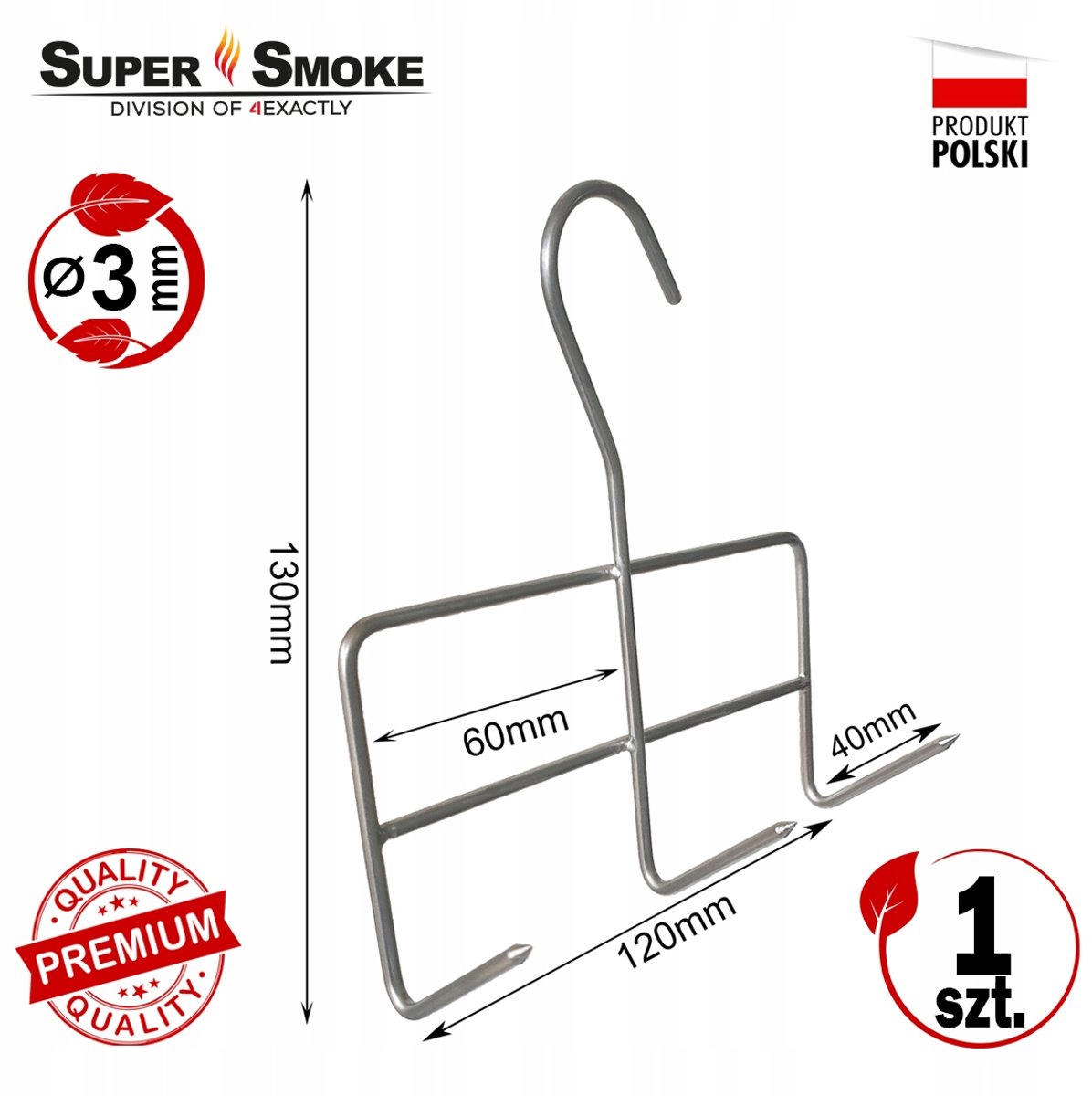 Super Smoke Premium Rookhaak voor Vlees - 13cm, 3mm Roestvrij Staal