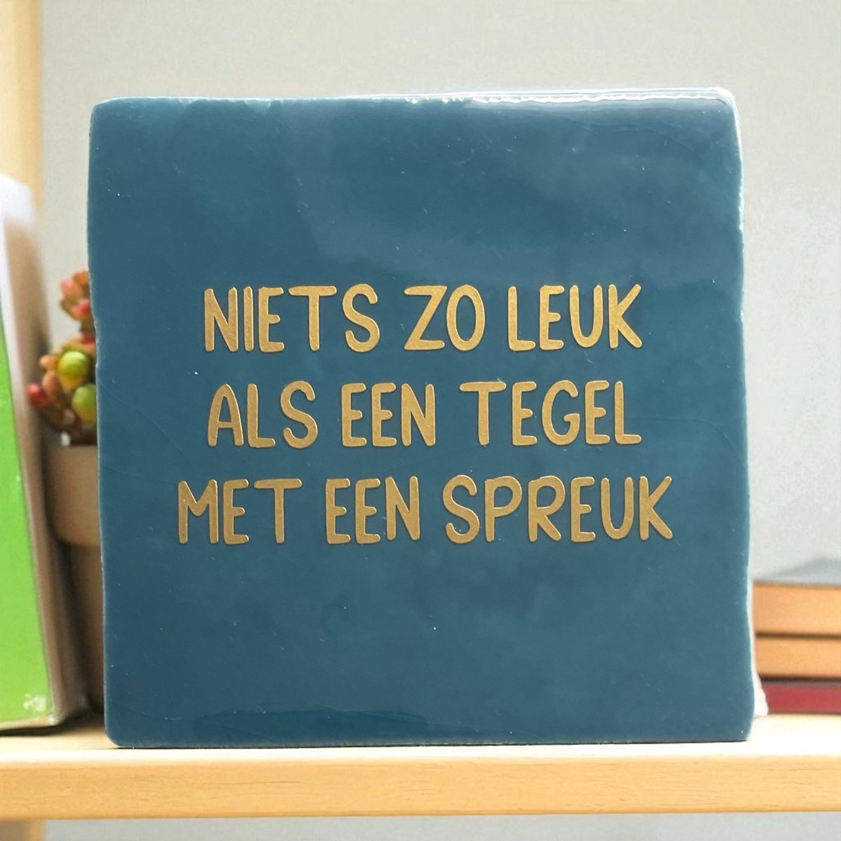 Hip Tegeltje met tekst-Niets zo leuk als een tegel met een Spreuk-Blauw-Cadeau-Geschenk-Gift-Kado-Zomaar-Grappig-Verjaardag