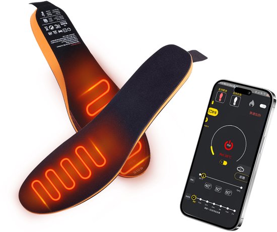 Gloovon® - Verwarmde Zolen - Inlegzolen Verwarmd - Bluetooth - APP Intelligente Bediening - Instelbare Warmte - USB - Inlegzolen, oplaadbaar, individueel aanpasbaar - Maat 41/46 - L