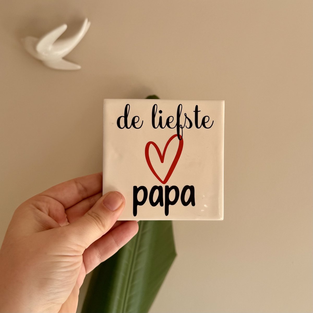 Wij & Blij - de liefste papa - beige - Tegeltje - spreuktegeltje - vaderdag - cadeau - kleinigheidje - bedankje - interieur - decoratie