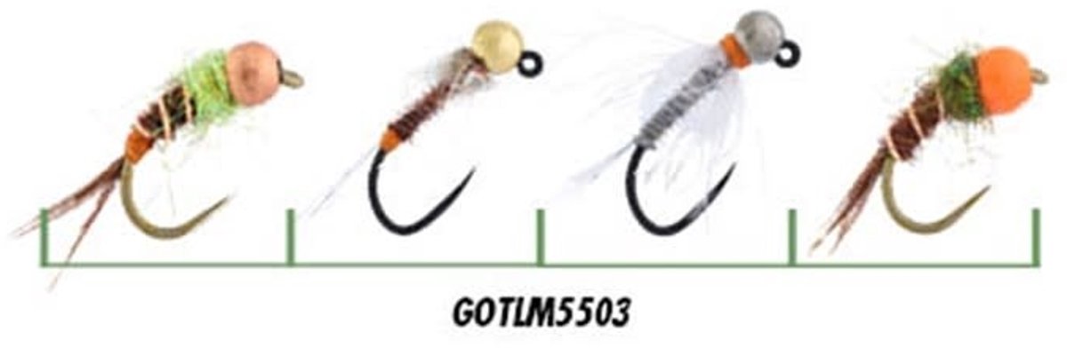 Garbolino Nymphe Set X4 met tungsten - Soort : Kleine Rivieren - Getint (licht troebel) Water