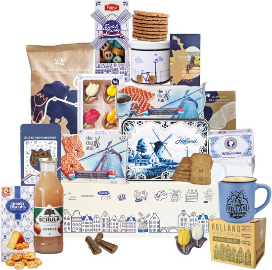 Kerstpakket - Geschenkpakket - Holland Pakket 2 - Pakket met diverse Hollandse lekkernijen en cadeautjes
