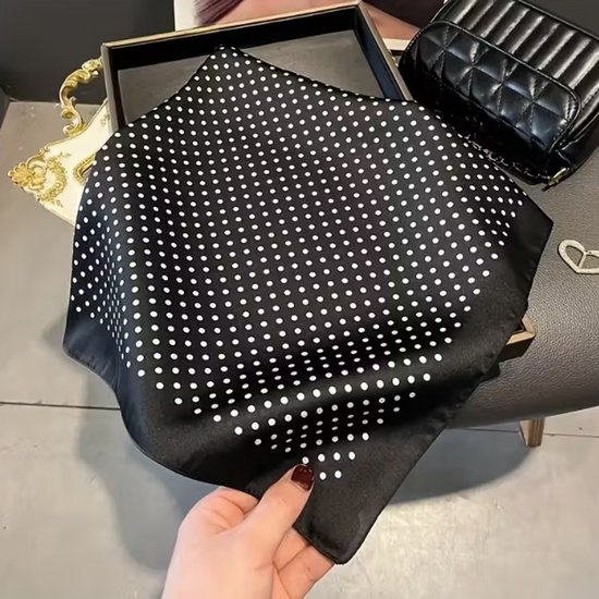Dames sjaal in crème en zwart zijde