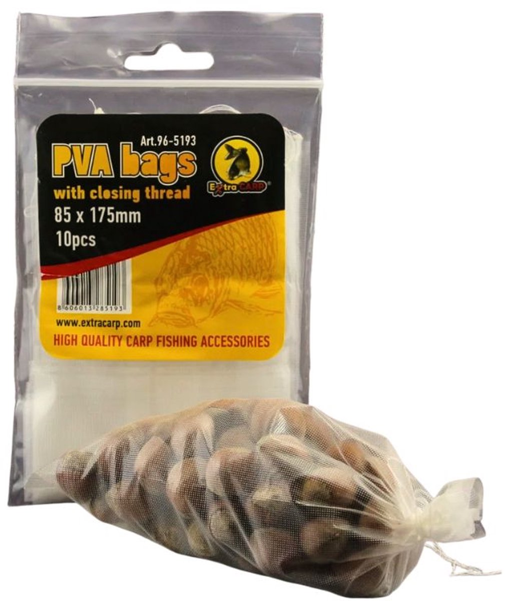EXC PVA Bags - 85x175mm - w/ closing thread - 10 stuks - Sluitbare PVA zakjes - Karper vissen