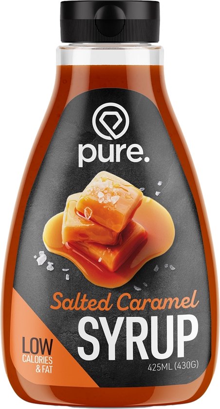 Pure. Low Carb Syrup - Salted Caramel - 425ml - zero siroop - caloriearm & vetarm – heerlijk bij koffie, pannenkoeken en ijs
