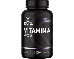 Pure. Vitamine A – 4000IU - 100 v- caps - retinol - vitamines - vegan capsules