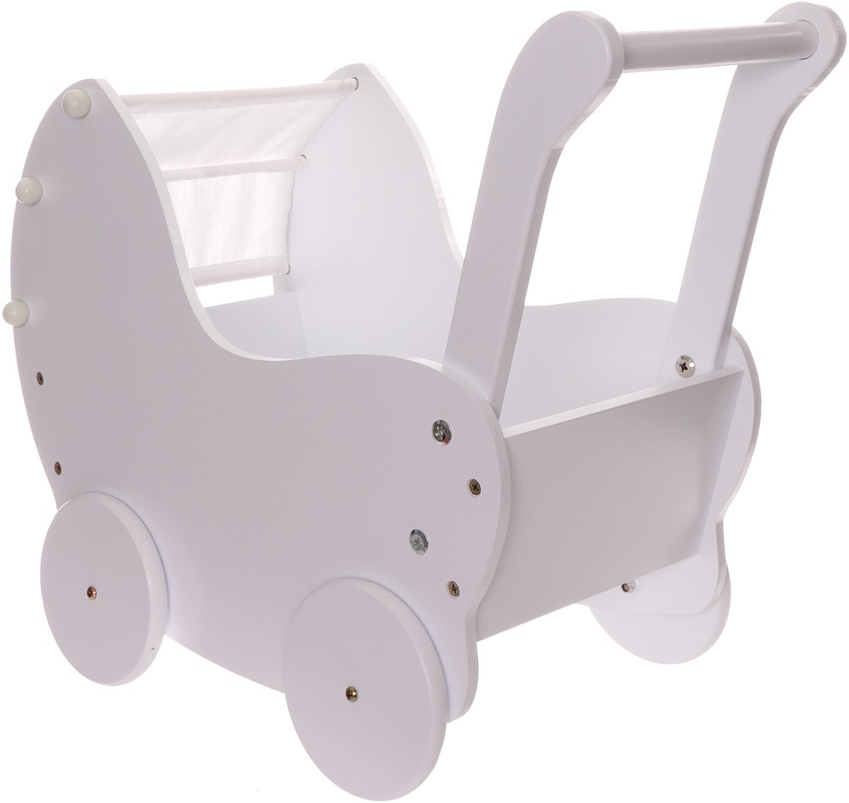 Decoratieve Houten Kinderwagen – Wit MDF – 45x24x40 cm – Zelfbouwpakket met Handleiding