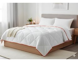 Parade Home Elegant Series- Dekbed zonder overtrek- Allyear Dekbed enkel- 200x200 Beige met Orange biais- Tweepersoons dekbed wasbaar- 2 in 1 Anti Allergie en Ademend dekbedden