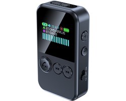 Bluetooth-zender voor tv naar 2 hoofdtelefoons, Bluetooth AUX-adapter voor handsfree bellen in de auto, 3,5 mm draadloze zender-ontvanger met LED-display voor vliegtuig/stereo/sportschool