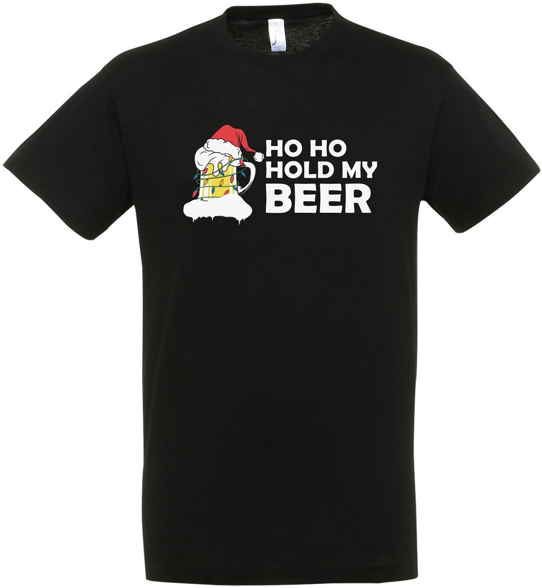 Ho Ho Hold My Beer T-shirt - Unisex - Kerst - Christmas - Feestdagen - Kerst T-shirt - Grappig T-shirt - Kerstman - Foute kerst - Maat XXL