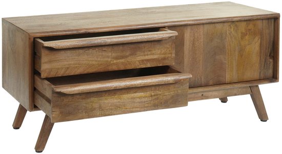 TV-rek MCW-L96, TV-tafel lowboard ladekast, laden massief hout mango 46x110x35cm MVG-gecertificeerd