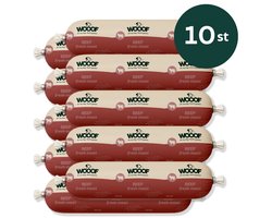 WOOOF Honden worsten Rund worsten Vers vlees natvoer - Houdbare worsten hondenvoer - 10x 900gram