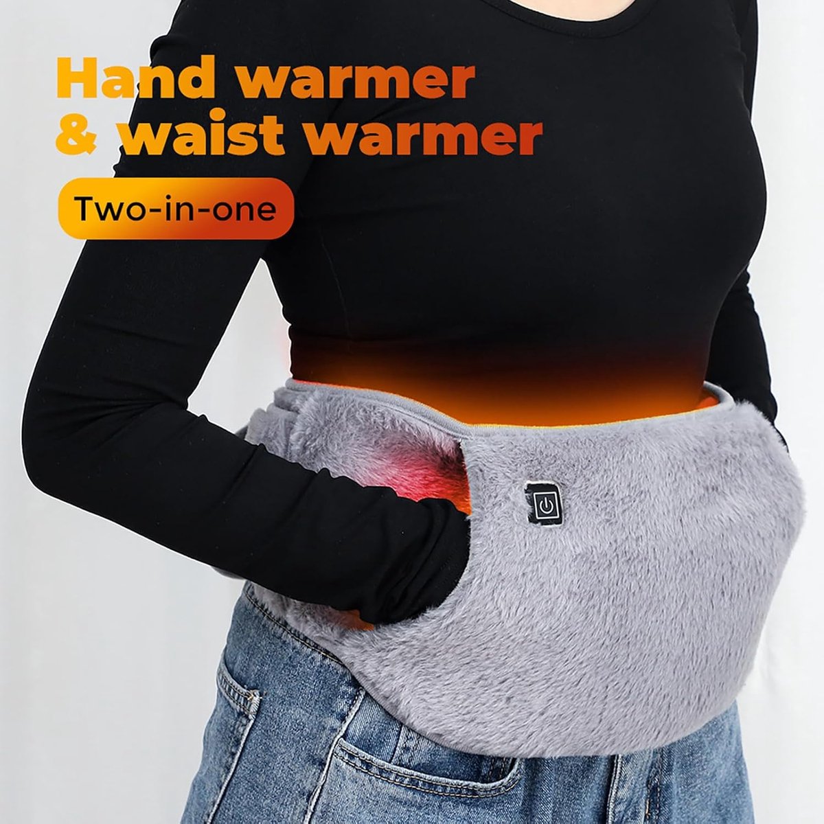 Verwarmingskussen-verwarmingsdeken-USB-verwarmingskussen voor kramp- en onderrugpijnverlichting - 41,3-inch oplaadbare verwarmde rugmassager - voor vaders, mannen, vrouwen en moeders - grijs - 117,5 x 22 cm – foto 4