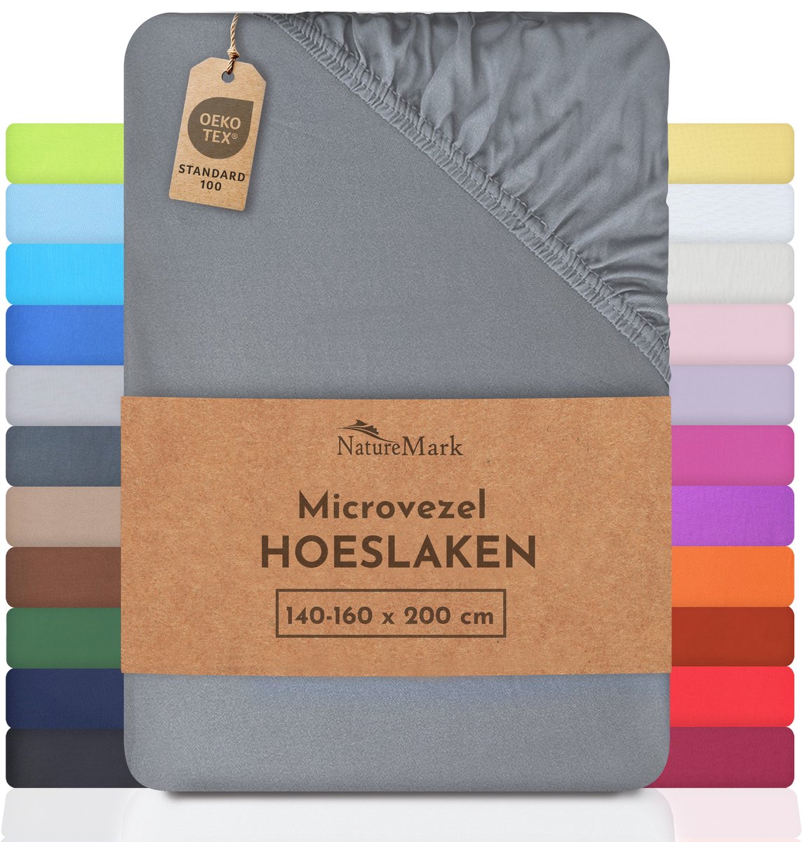 NatureMark Microvezel hoeslaken in vele maten en kleuren, middelgrijs, foto 2