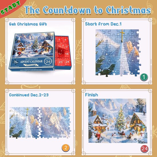 Calendrier de l'Avent puzzle 2025, Calendrier de l'Avent de Noël , Calendriers de