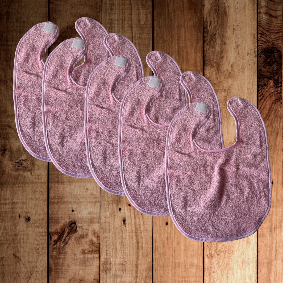 Image of 5 pack slabbetjes licht roze - 100% katoen met klittenband sluiting - slab roze