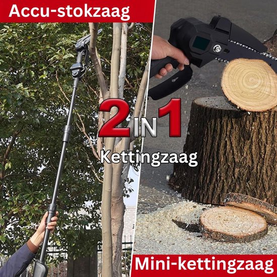 MKSS® Telescopische Snoeischaar - Mini Kettingzaag - Heggenschaar - Takkenschaar - Takkenzaag - Elektrische Snoeizaag met Accu - Zwart van MKSS — afbeelding 3