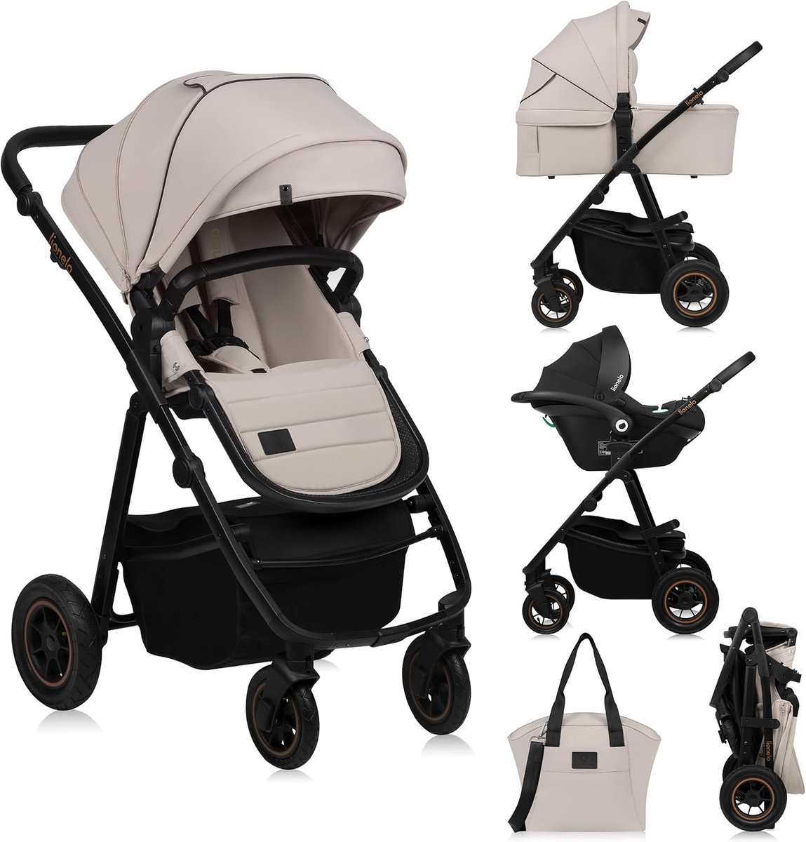 Image of 3-in-1 Kinderwagen met XXL Wieg en i-Size Autostoel – Comfort, Veiligheid en Functionaliteit voor Pasgeborenen tot 4 Jaar