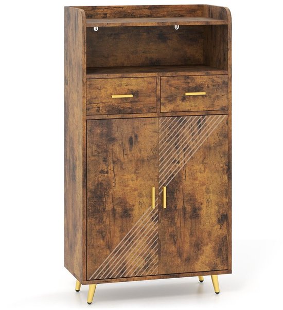 VASAGLE KAILYN Collectie - Opbergkast, Dressoir, Keukenkast met Deuren, In Hoogte Verstelbare Plank, 2 Laden, Modern, 40 x 70 x 74,5 cm, Woonkamer, Wolkenwit BBK243W01V1