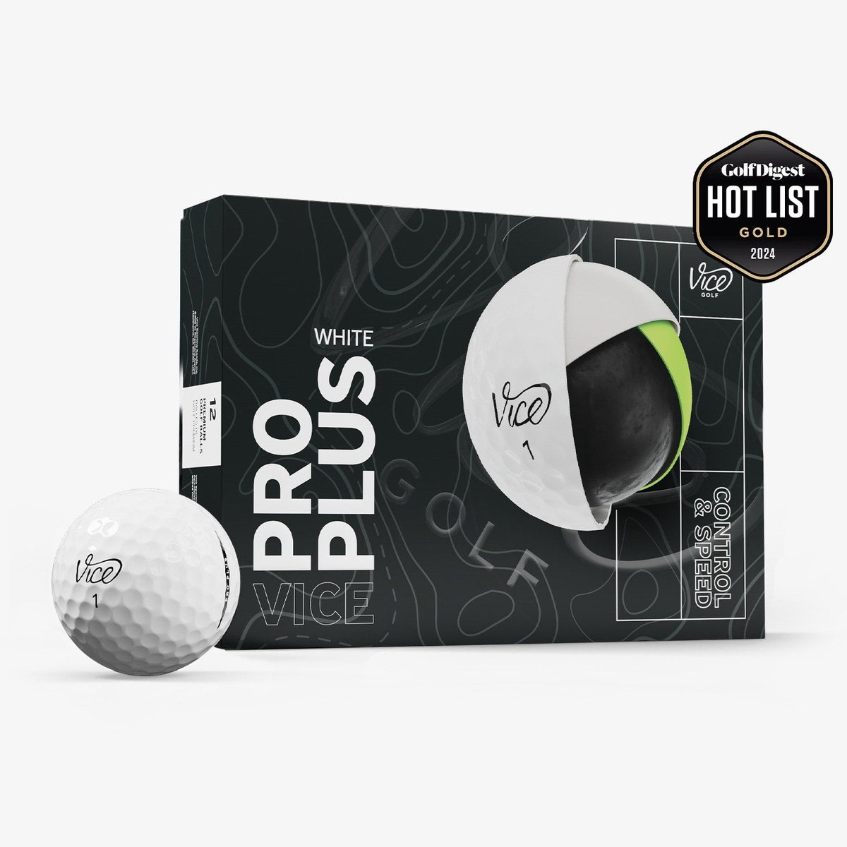 Vice Golf Pro Plus - 12 Golfballen - Wit - Urethane cover - 4-delig - Meer afstand & balsnelheid