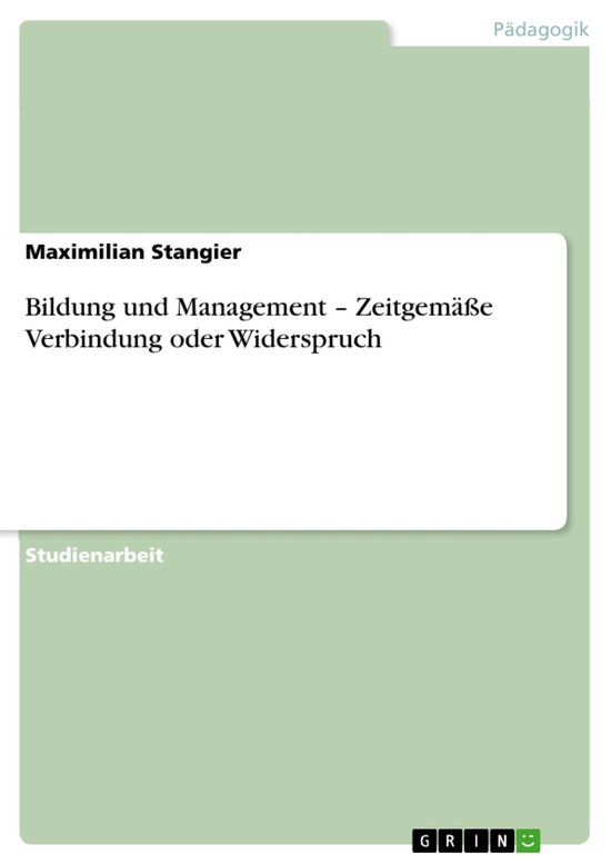 Bildung Und Management - Zeitgem��E Verbindung Oder Wide ... - cover