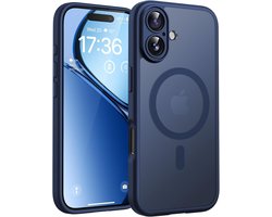 Coque compatible avec iPhone 17 - Compatible avec MagSafe - Blauw foncé - Coque arrière magnétique mate Casemania - Protection les chutes et les impacts avec Protection de l'appareil photo