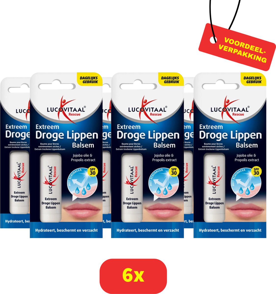 Lucovitaal Extreem Droge Lippen Balsem - 6 x 5 gram Voordeelverpakking