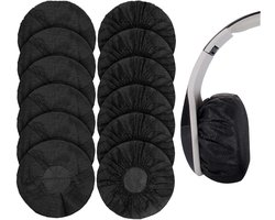 Elastische Hygienehoesjes hoofdtelefoon - 100 stuks - niet-geweven stof hoofdtelefoon covers - vervangende Hygienehoesjes hoofdtelefoon - elastisch stretch - universeel - cover hoes 11cm - voor thuis, sport en kantoor - Zwart