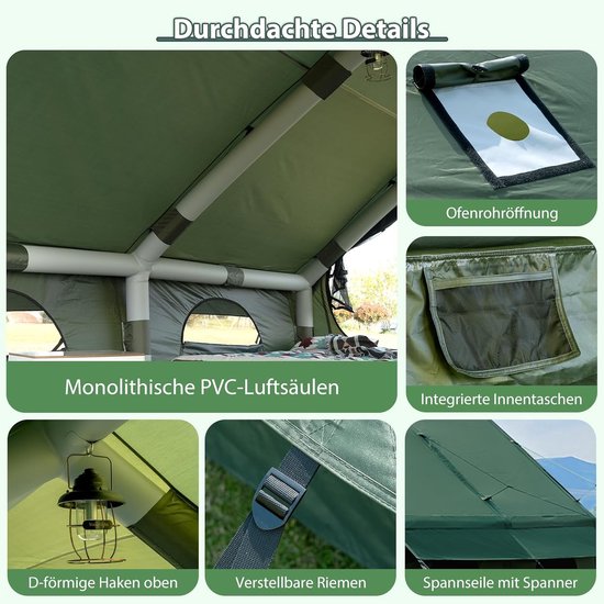 Campingtent voor 2-10 personen, opblaasbaar, waterdicht en winddicht, eenvoudig op te zetten van Quechua — afbeelding 3