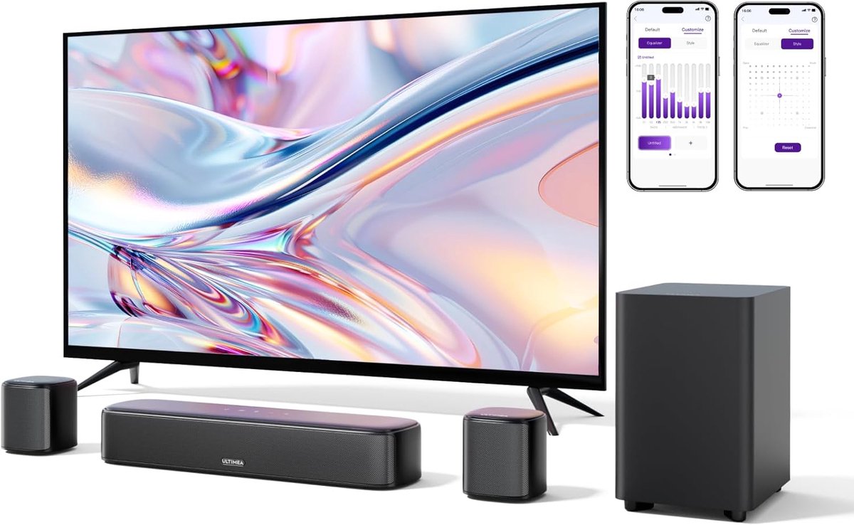 Surround 5.1 Soundbar met Subwoofer en Draadloze Speakers - Surround - €230,93