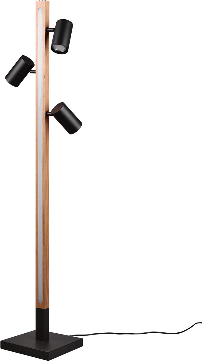 LED Vloerlamp - GU10 Fitting - 3000K - Warm Wit - 4-lichts - IP20 - Schakelaar - Mat Zwart - Metaal