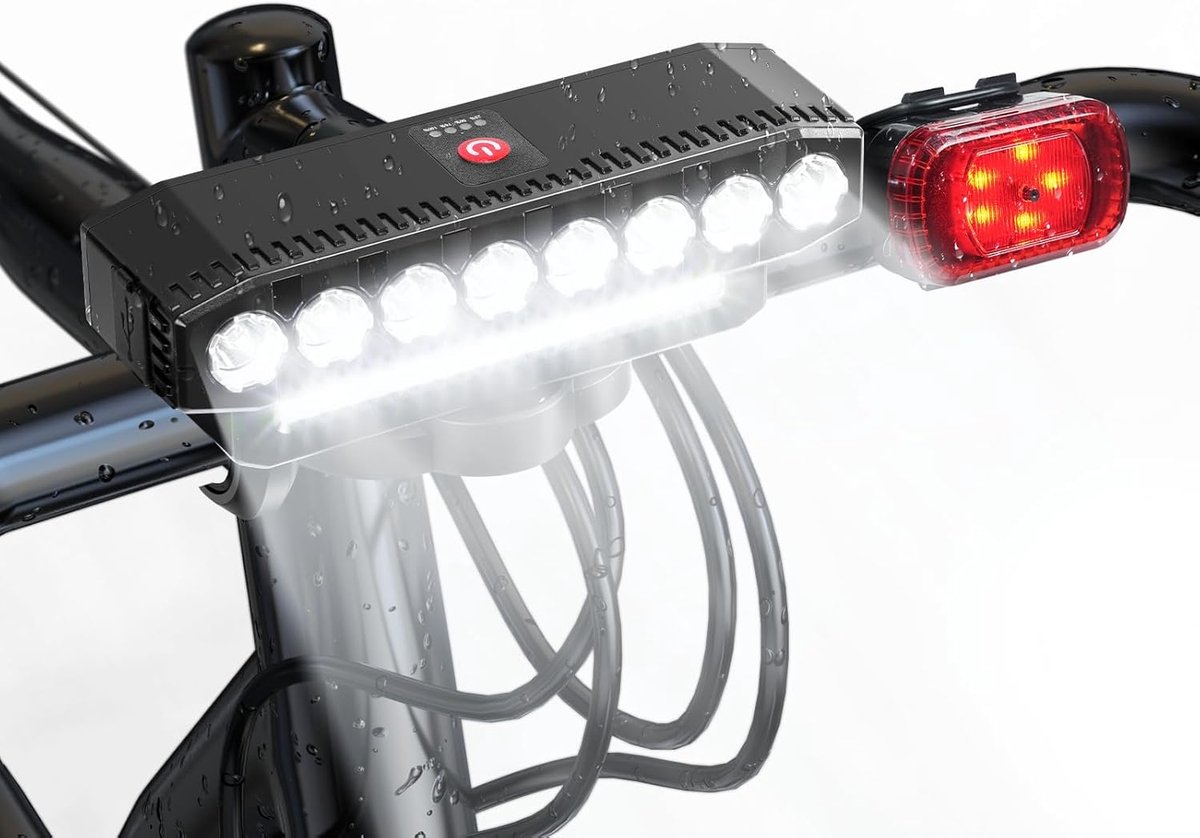 Fietsverlichting Voor en Achter met 6 Lichtstanden en 1400 Lumen - Waterdichte Koplamp voor Nachtelijk Fietsen