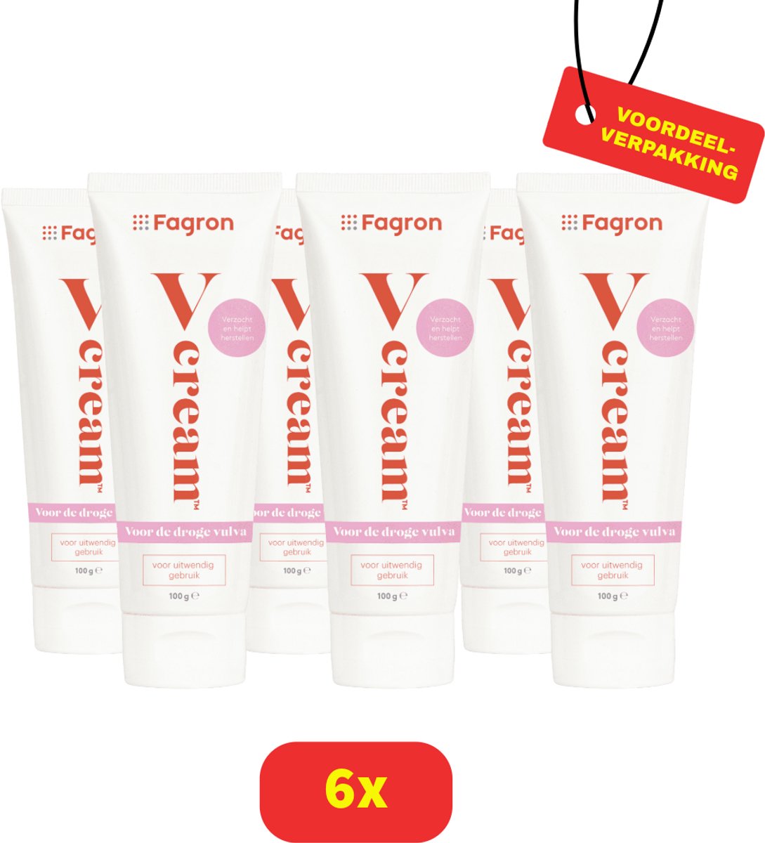 Fagron V-Cream - Crème Voor de Vagina - 6 x 100g Voordeelverpakking