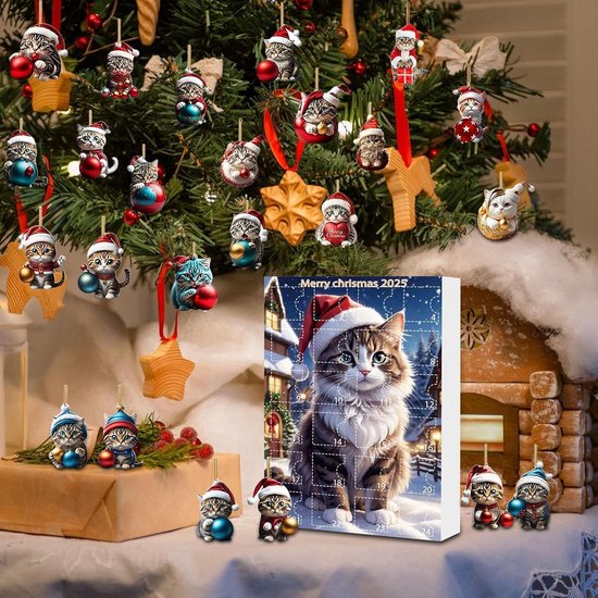 Calendrier De L'Avent Pusheen 24 Jours – Pendentifs Chats Acryliques, Déco De Noël à Suspendre, Idée Cadeau Festive