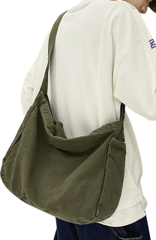 Sac fourre-tout minimaliste en toile – Décontracté pour le travail et les études – Vert